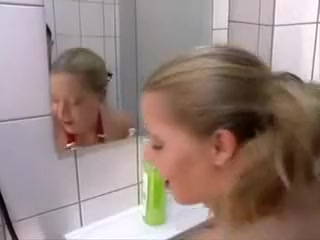 Horny chick fucking with man on public toilet
