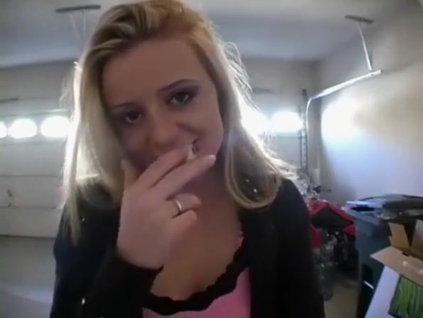 Chelsea Shows Her Juggs To The Videocamera And Smokes