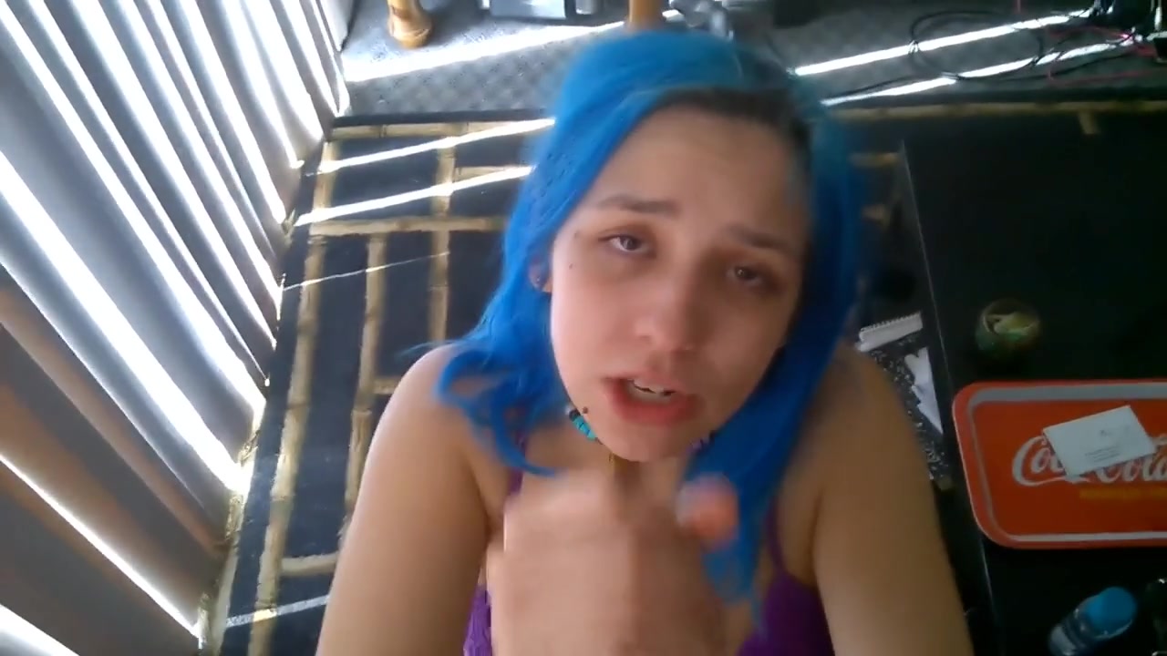 Amature handjob sexy blue hair