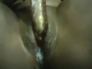 Darksome bald love tunnel getting hot and creamy after masturbation