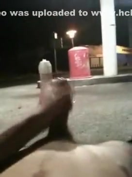 Risky exposed jerk at gas station