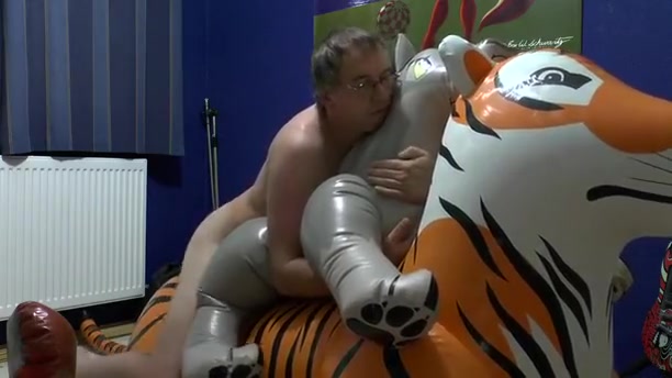 Inflatable Balto on tiger
