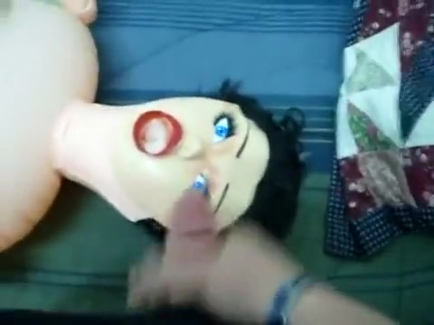 Jacking off until I give my sex doll a facial