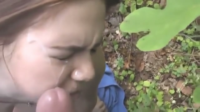 daphne takes a sticky facial out in the wood2
