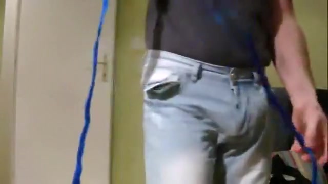 ballbusting game with tennis ball in jeans