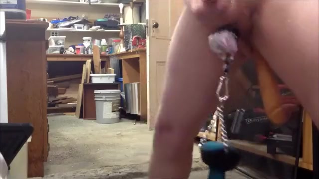 Ball stretching with marital-device and sexy wax on my balls