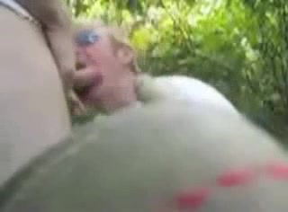 Outdoors gay blowjob and anal