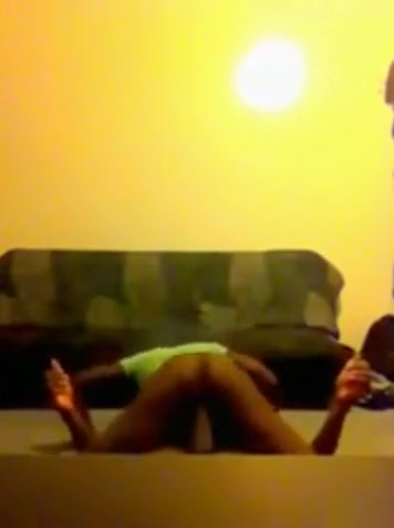 Ebony girl rides her bf on the floor and gets an ass cumshot