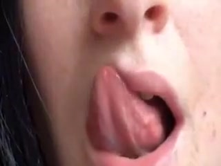 Busty brunette sucks my cock and eats a biscuit with my cum