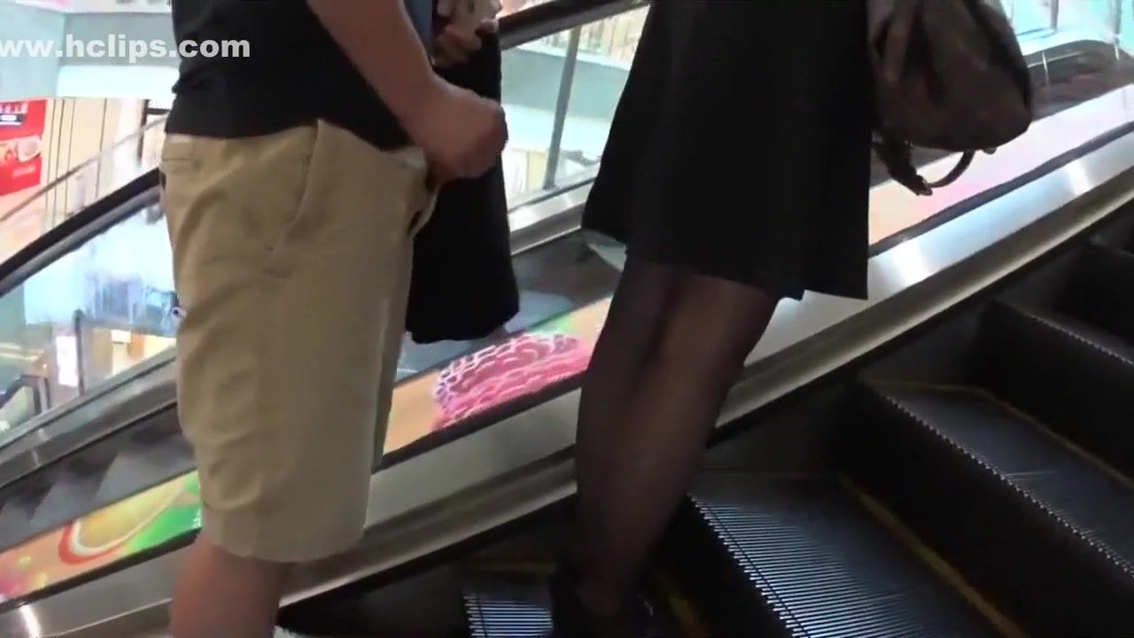 Chinese dude cum on girl skirt in the department store