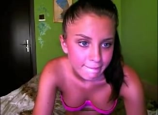 Teen girl having hot online fun