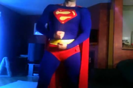 By request: Superman dresses, poses, wanks